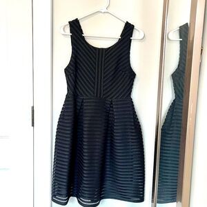 Cute Black Cocktail Dress with embroidered overlay